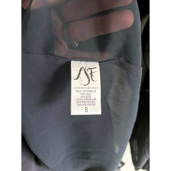 LoveShackFancy | Noelle Mini Dress | 100% Silk Lace Trim | Navy & Black | Sz S - Picture 10 of 13